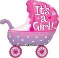 It's a Girl Pink Pram - Supershape Foil Balloon
