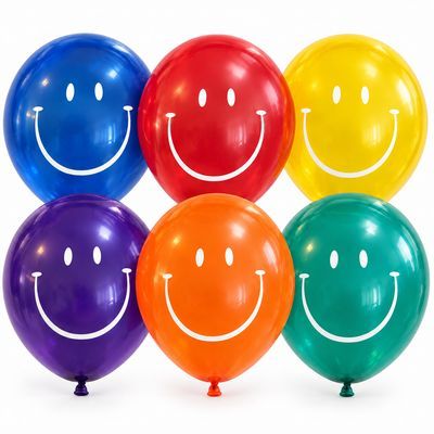 Crystal Smiley Face - Assorted Latex Balloons