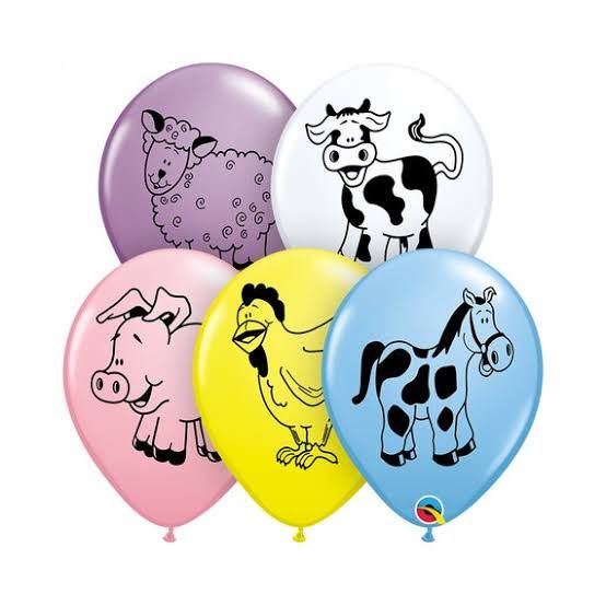 Farm Animals - Assorted Latex Balloons