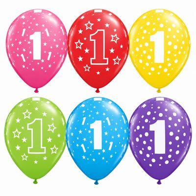 Number 1 printed latex balloons - examples of varying designs