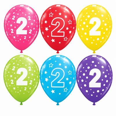 Number 2 printed latex balloons - examples of varying designs