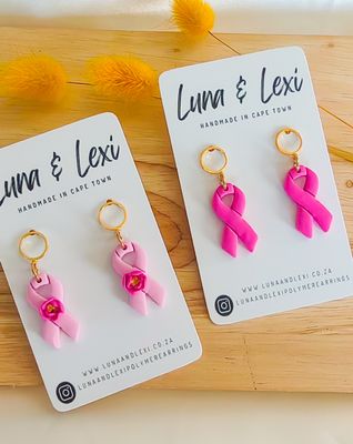 Breast Cancer Ribbon Earrings