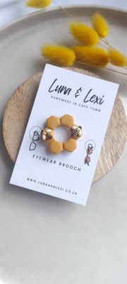Bee Honeycomb Eyewear Brooch
