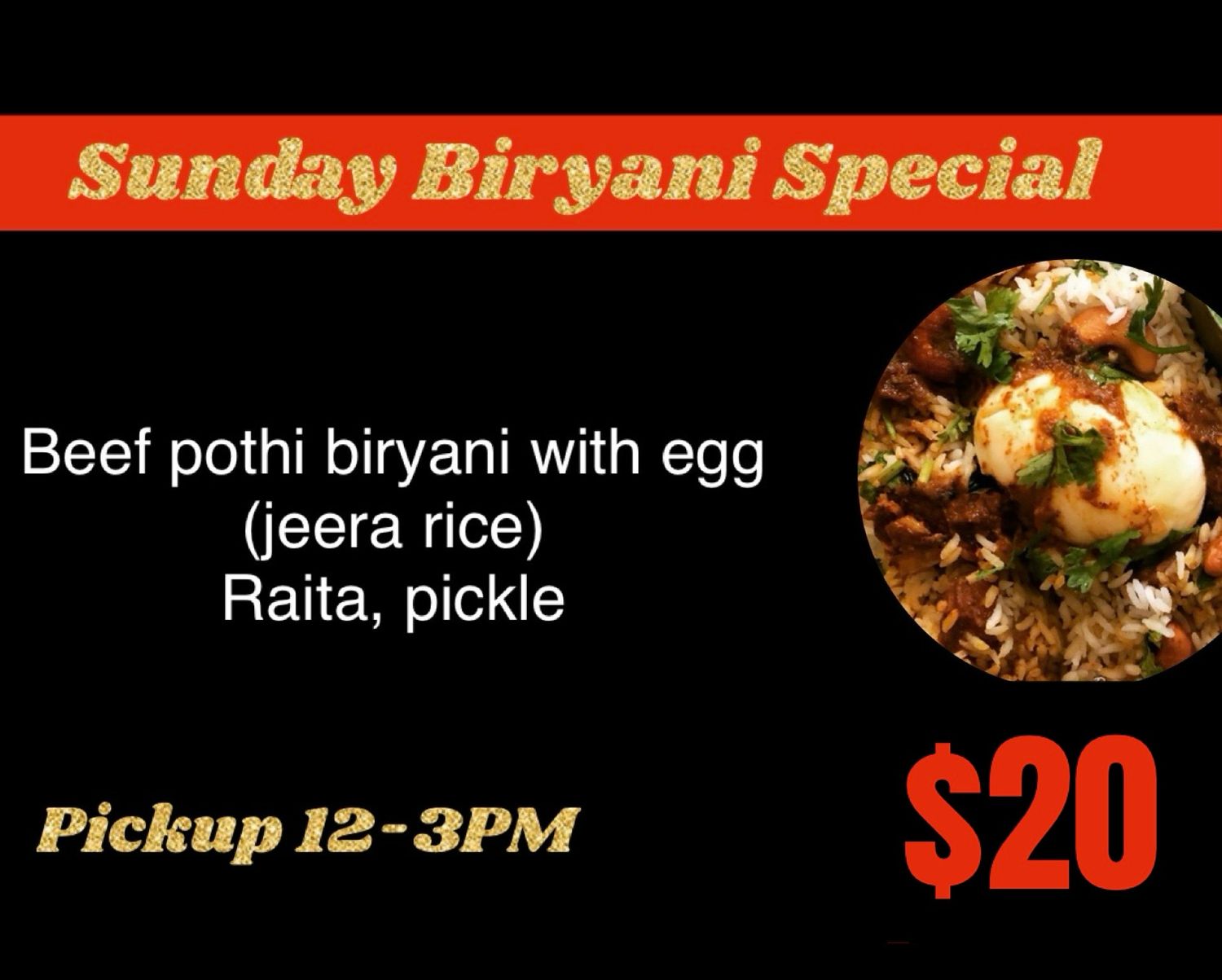 Sunday Special- Beef Pothi Biryani