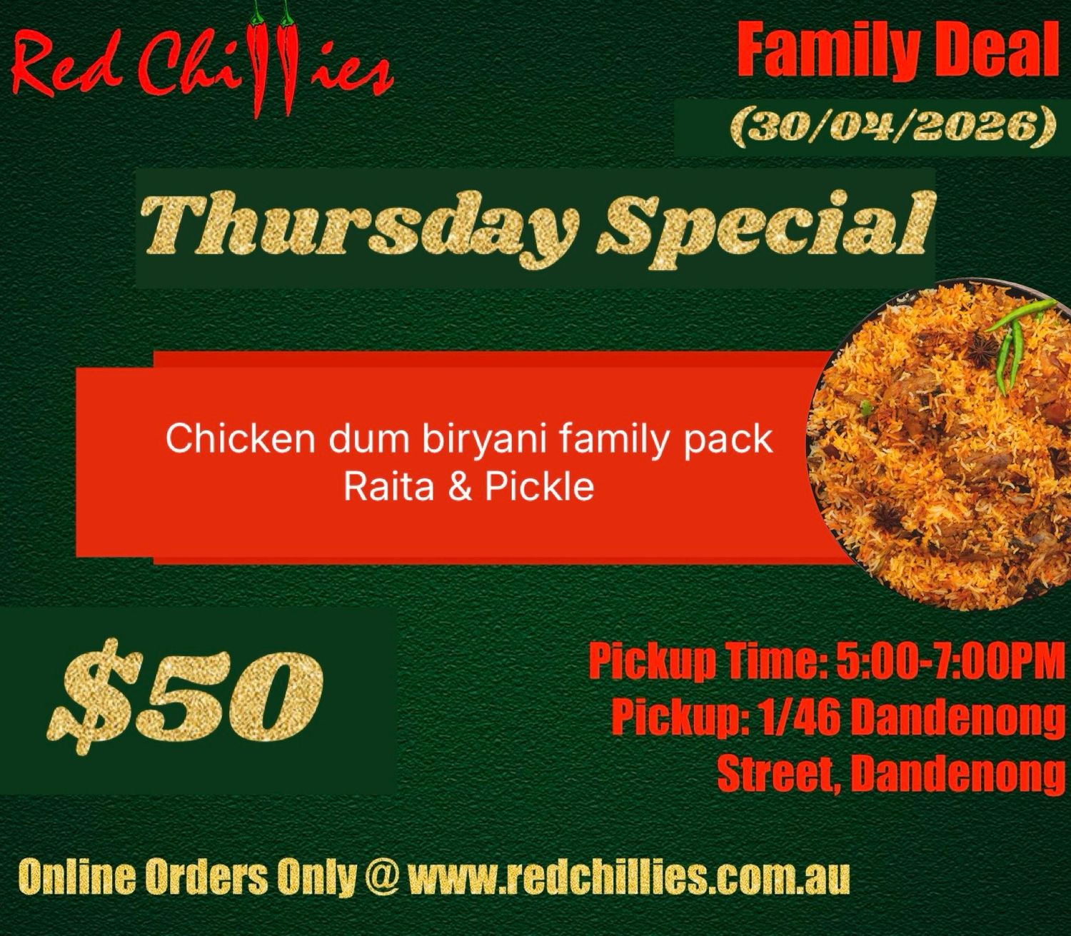 Thursday Biryani Deal- chicken
