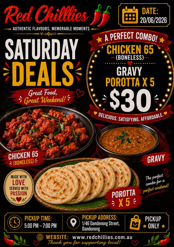 Saturday Deals- Chicken + Porotta