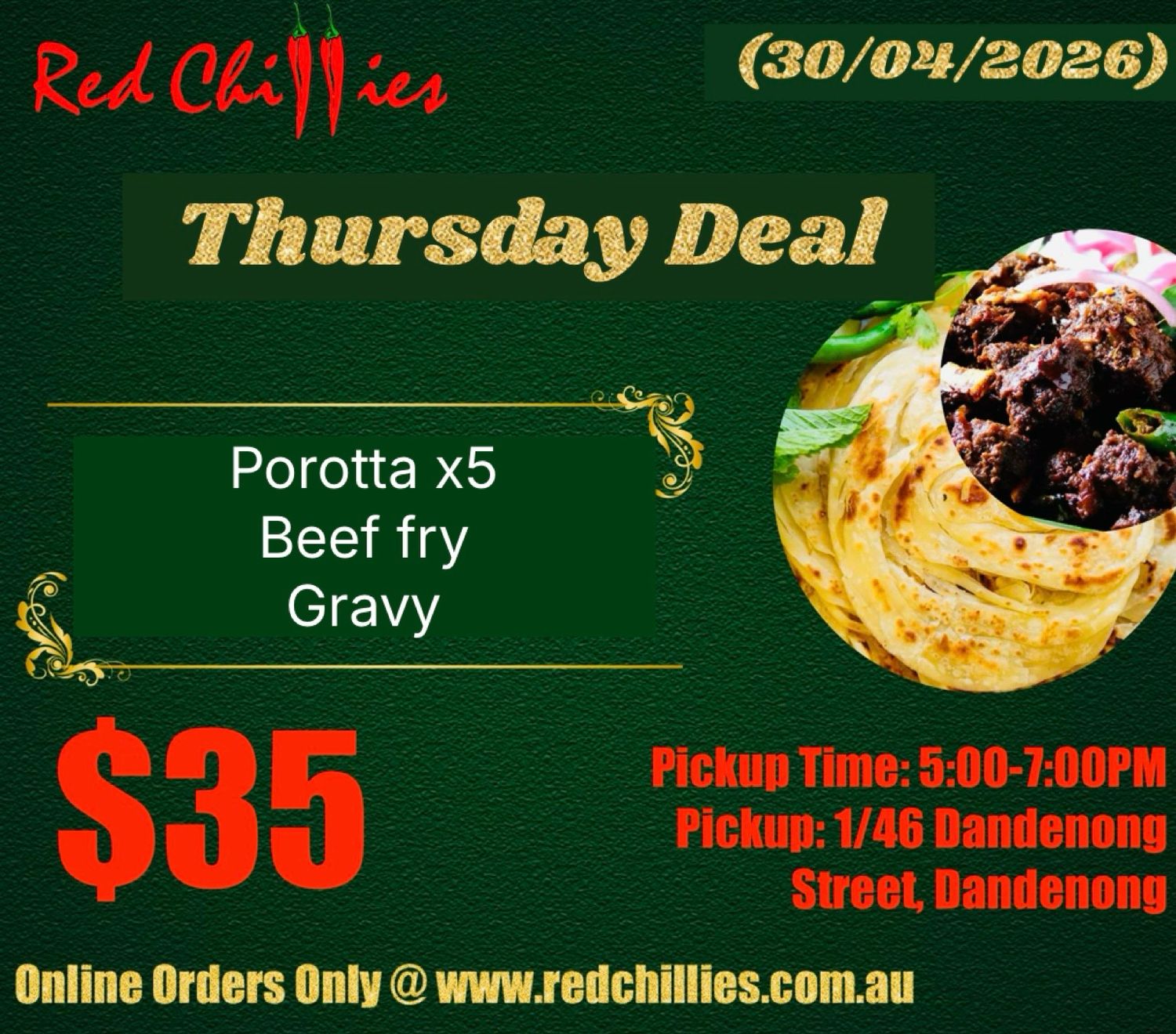 Thursday Deal Beef + Porotta