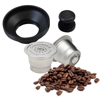 Set 2 Capsule compatibili Nespresso + imbuto e pressino in POM-C