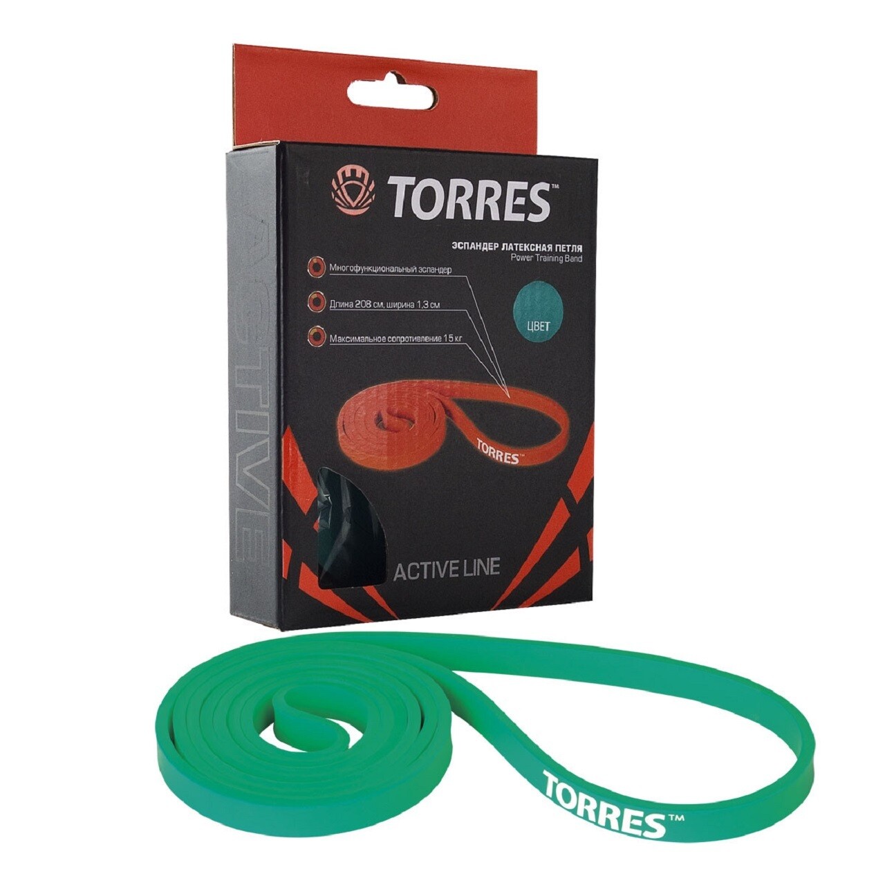 Латексная петля TORRES 15 кг, зеленый