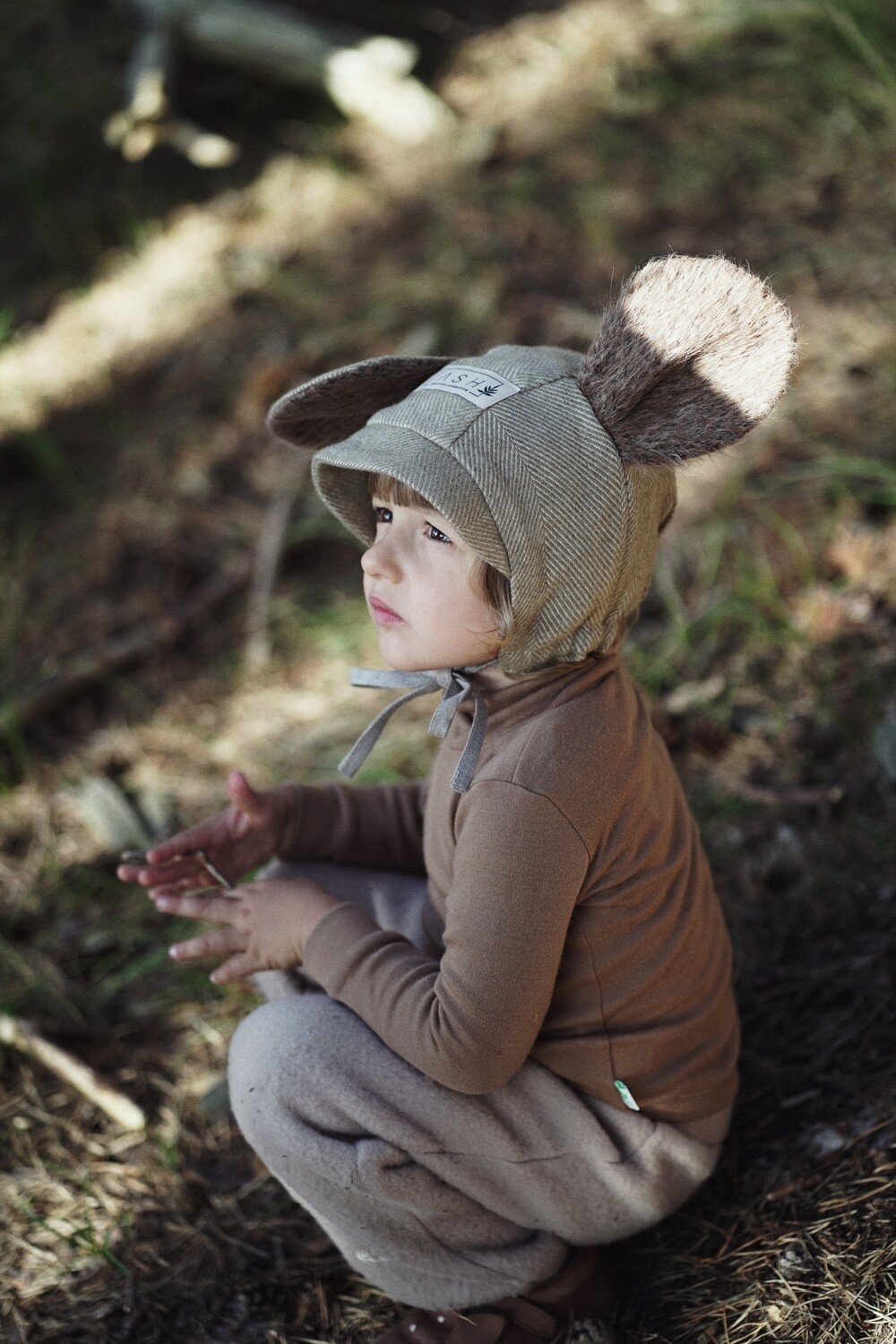 TAIGA MOUSE BONNET ( +alpaca inner ears, + brim / size 51 )