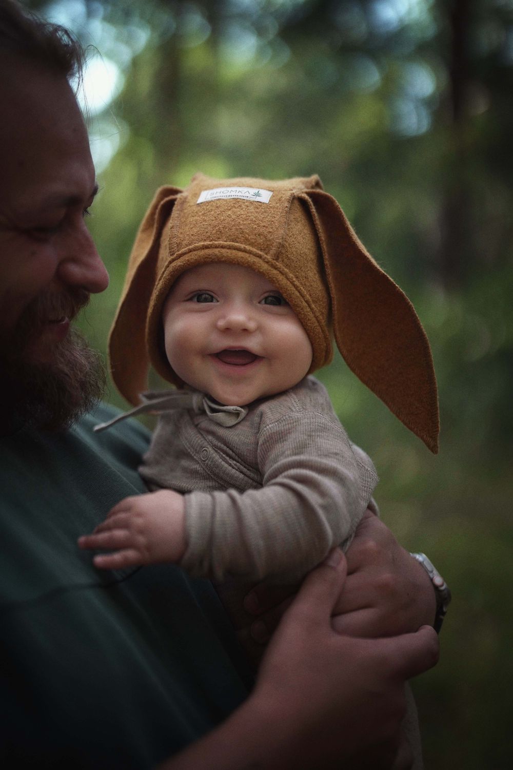 帽子 SHOMKA Chocolate lynx bonnet 49cm SHOMKA Chocolate lynx bonnet 49cm