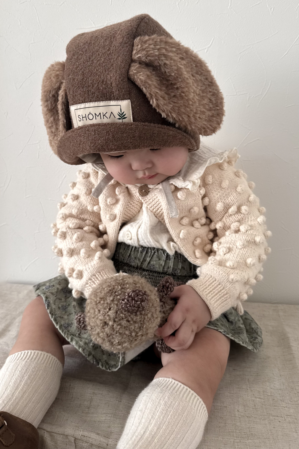 shomka wool hat sheep 51cm cream ash 羊 Shop – SHOMKA