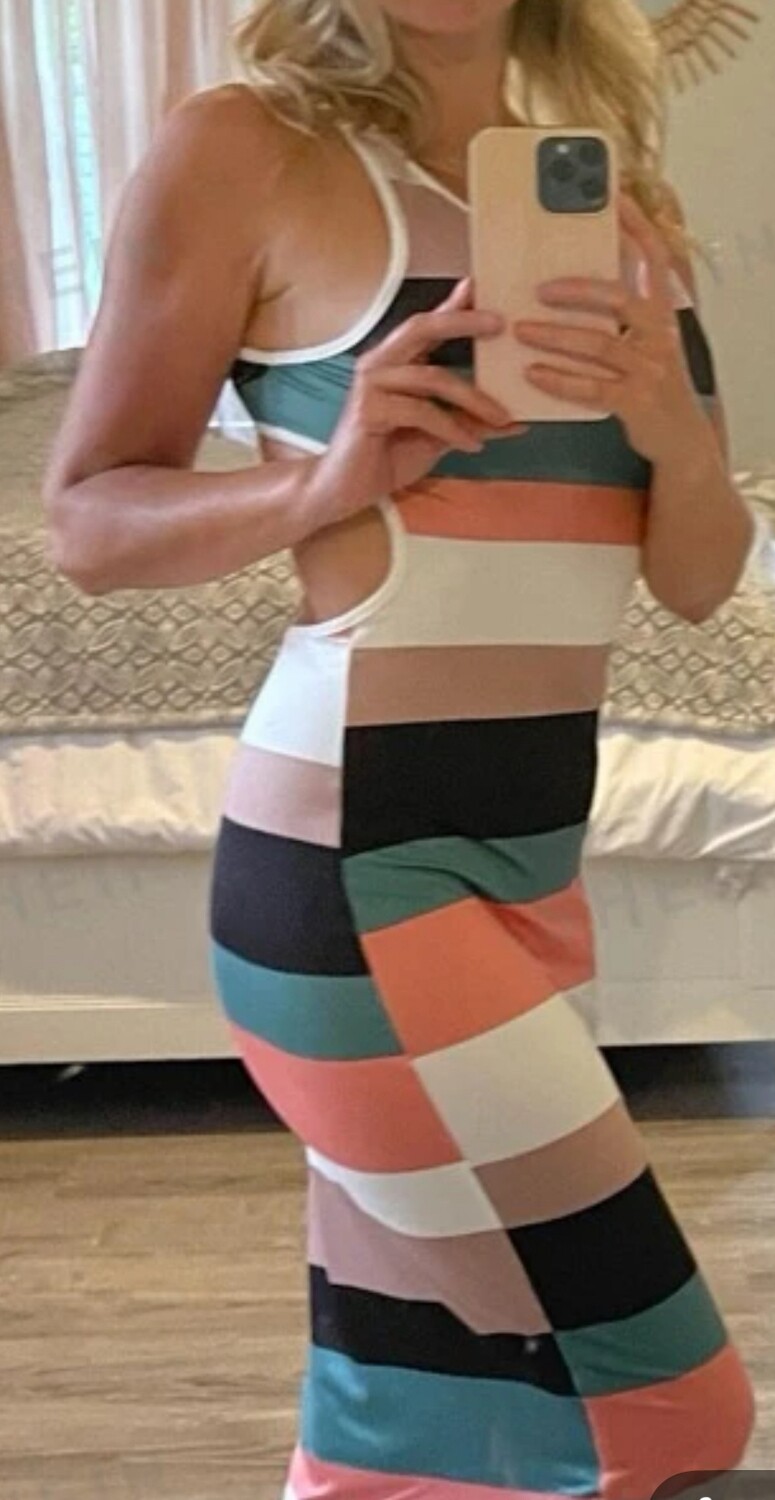 Striped natural maxi dress