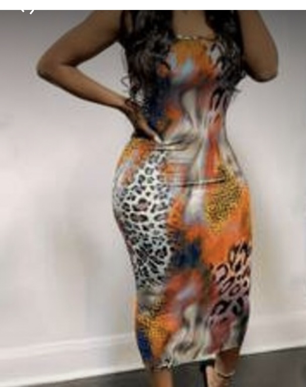 Orange and black leopard dress