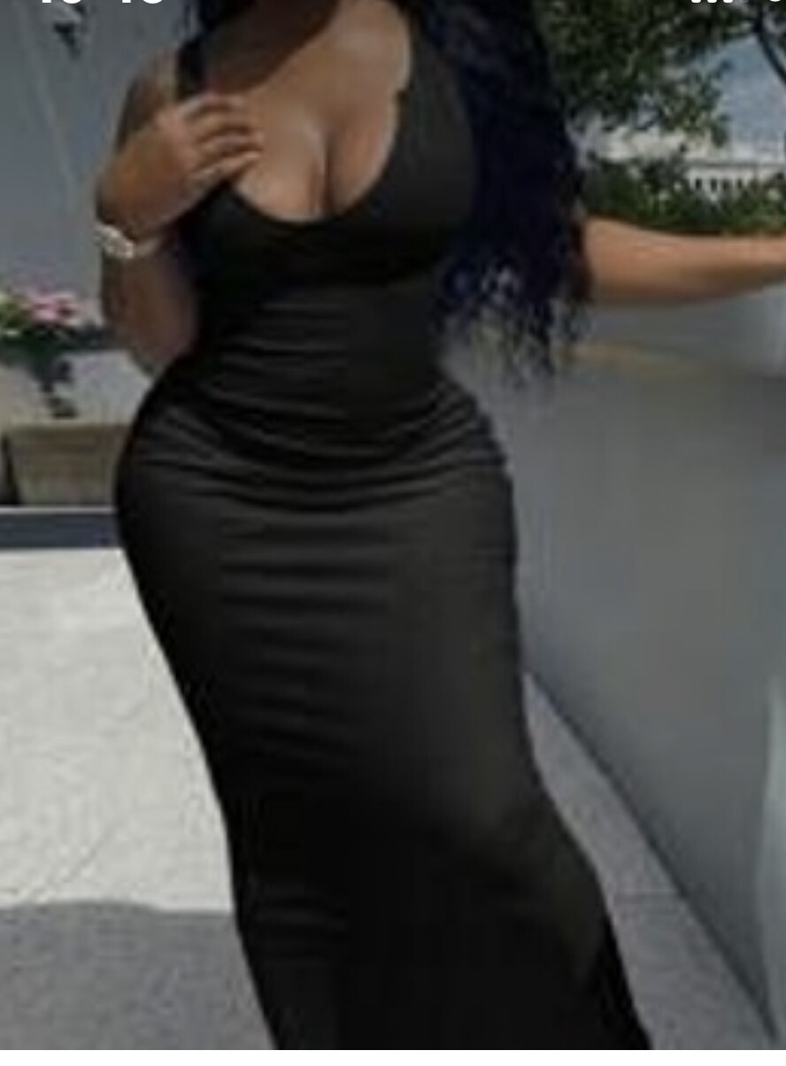 Black low cute maxi dress