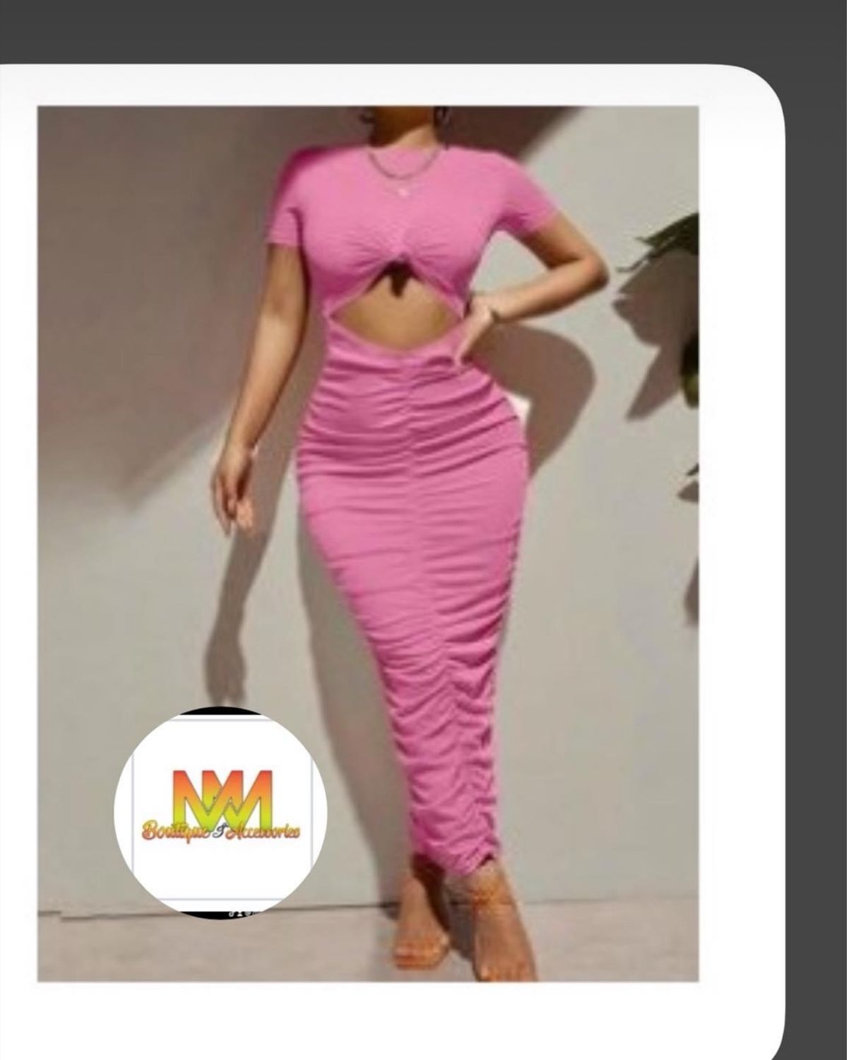 Pink maxi dress with open front
