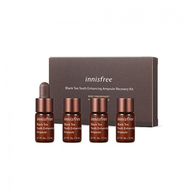 [INNISFREE_Sample] Black Tea Youth Enhancing Ampoule Recovery Kit - 1pack (4 items) - ampulli