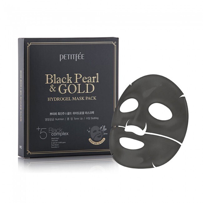 [PETITFEE] Black Pearl & Gold Hydrogel Mask Pack - hydrogeeli kasvonaamio