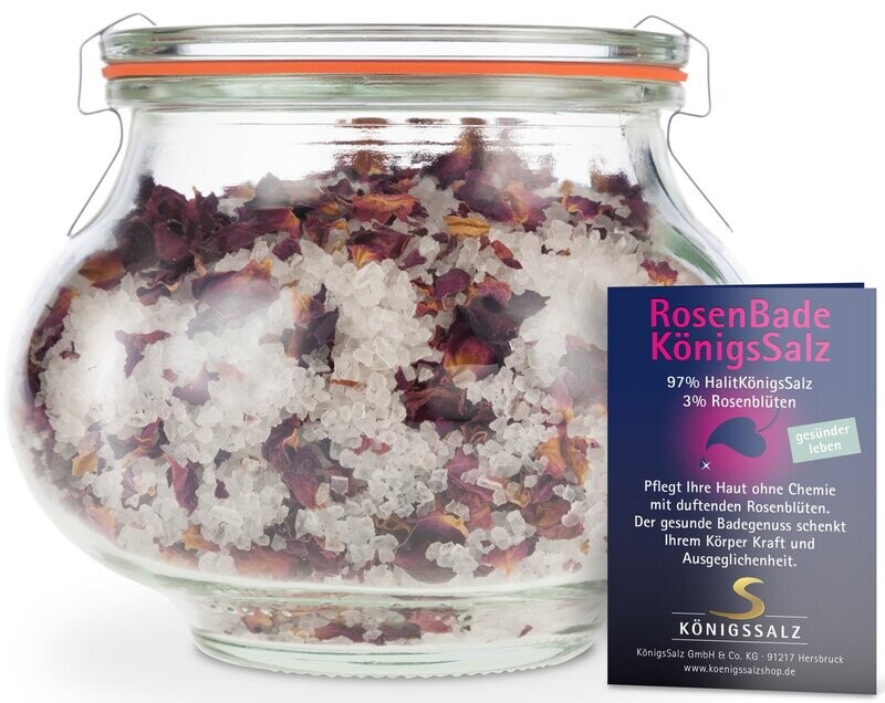 BadeSalz﻿ mit Rosenblüten Glas 500g