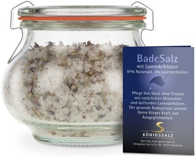 BadeSalz﻿ mit Lavendel﻿blüten Glas 500g