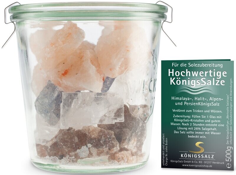 Salzkristalle zum Ansetzen einer Soole gemischt Glas 500g (1050g) Salzkristalle zum Ansetzen einer Soole gemischt Glas 500g (1050g)