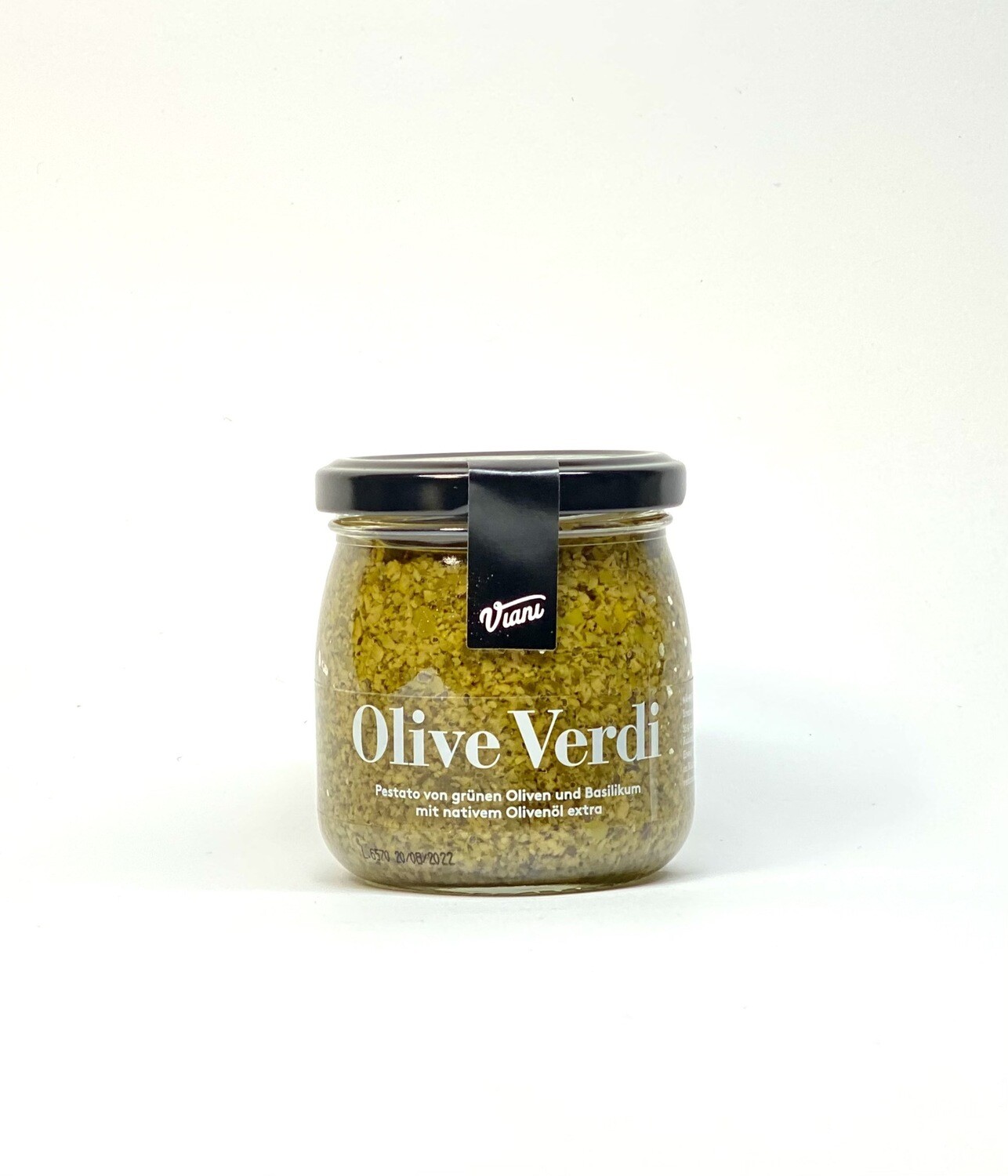 Pestato von Grünen Oliven und Basilikum mit nativem Olivenöl extra