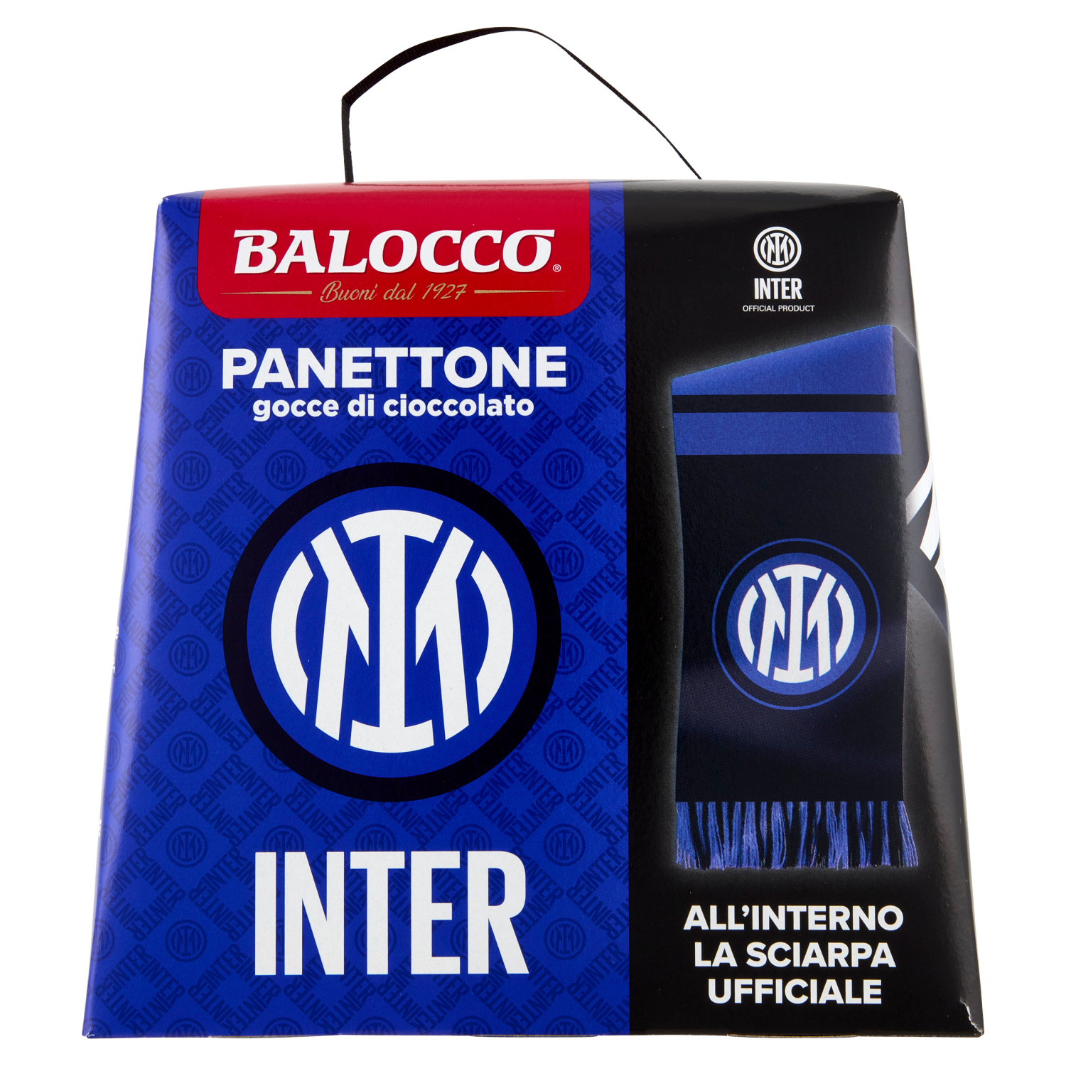 Balocco Panettone Inter mit Schokoladenstückchen + Offizieller Inter-Schal – 500 g