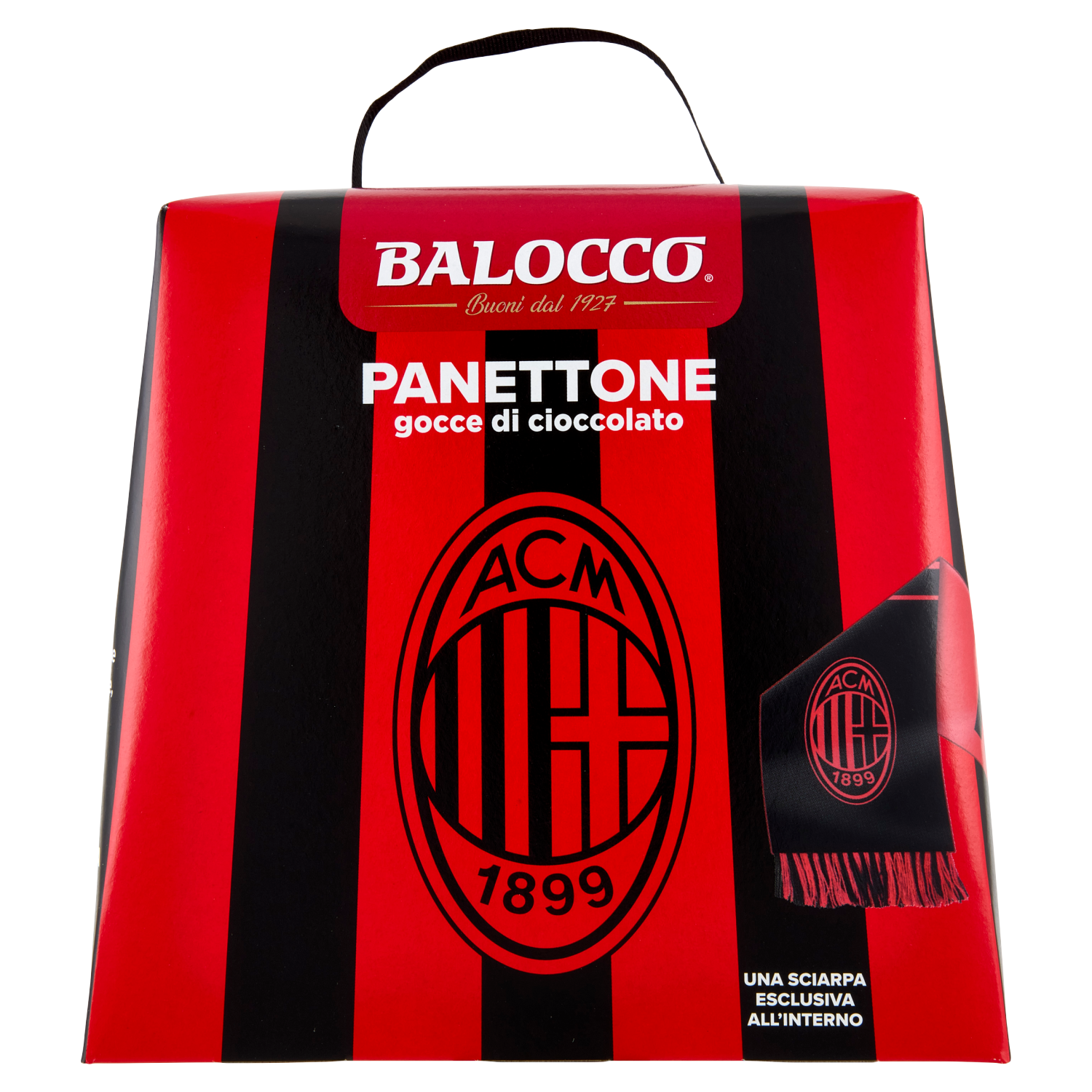 Balocco Panettone AC Milan mit Schokoladenstückchen + Offizieller Milan-Schal – 500 g
