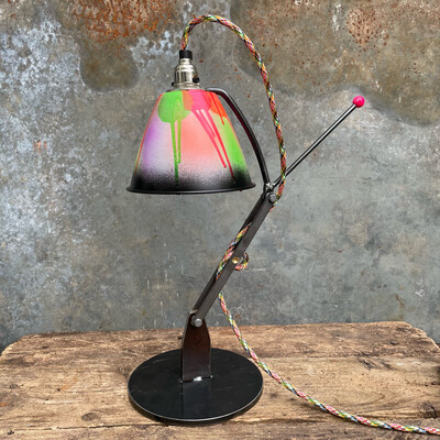 Industrial Articulated Lamp Graffiti Painted 