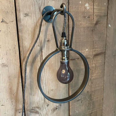 Industrial Hanging Hoop Lamp With Wall Hook