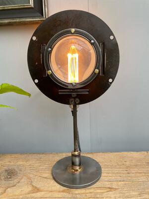 Vintage Lens On Bespoke Lamp Stand
