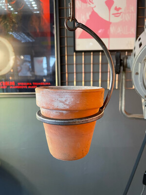 Vintage Terracotta Pot With Steel Hanging Bracket
