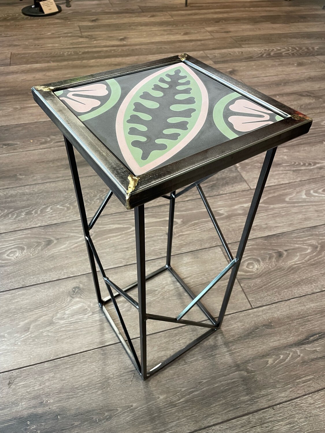 Steel Side Table With Encaustic Tile Top (more Coming Soon)