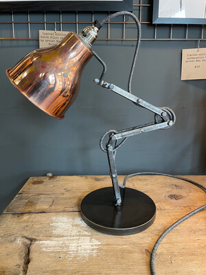 Articulated Industrial Desk Lamp With Copper Shade