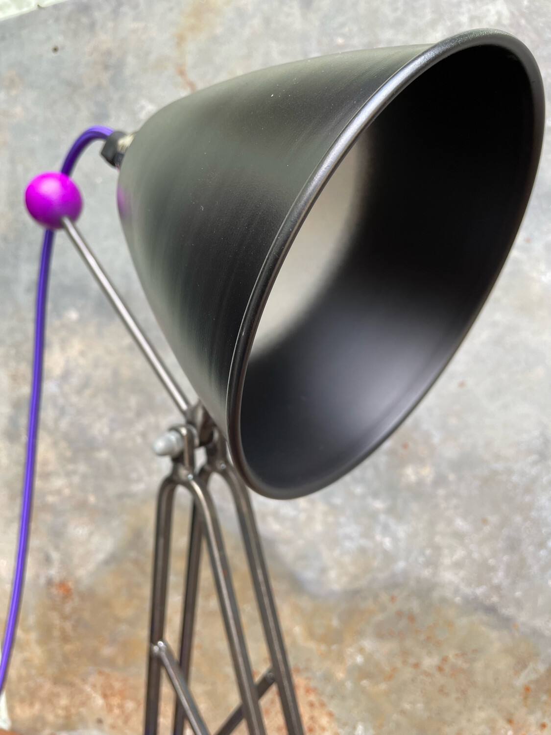 Matt Black And Purple Industrial Desk Lamp