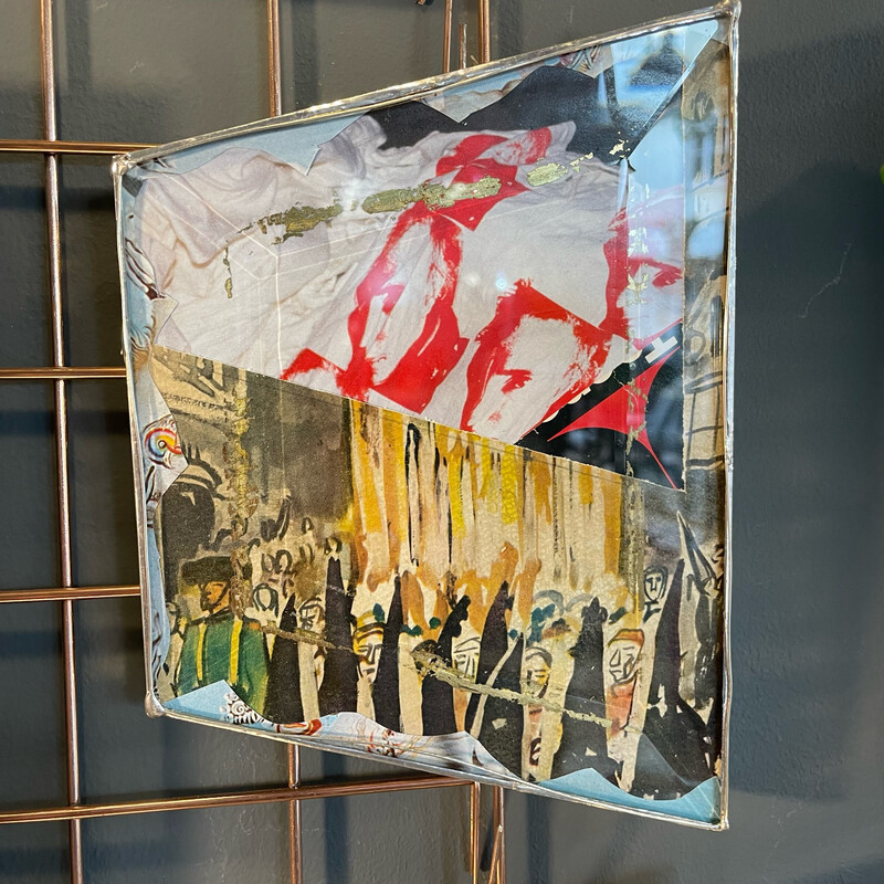 Collage Behind Reclaimed Glass 1