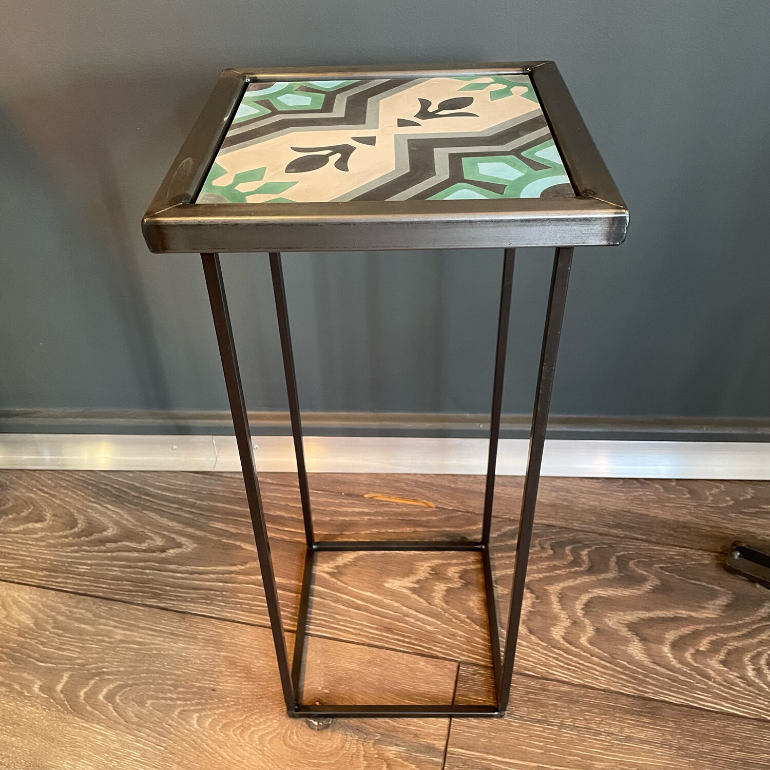 Steel Table With Encaustic Tile Top