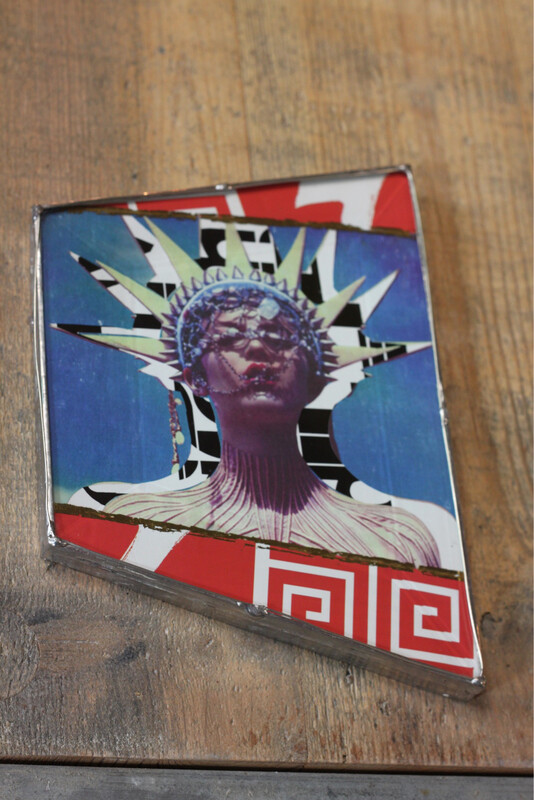 Collage Behind Reclaimed Glass 2