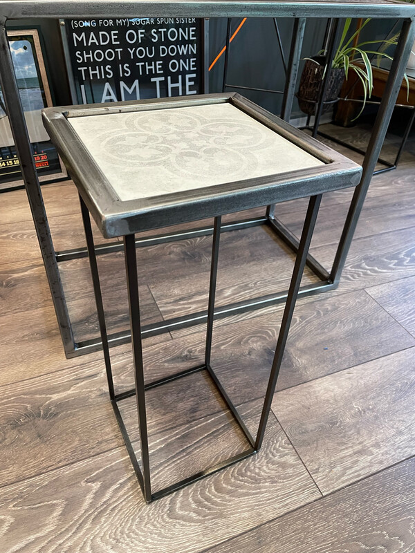 Steel Side Table With Tile Insert