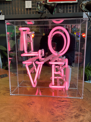 Pink Neon Love Sign.