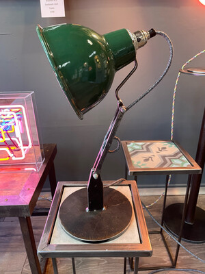 Industrial Desk Lamp With Vintage Enamel Shade