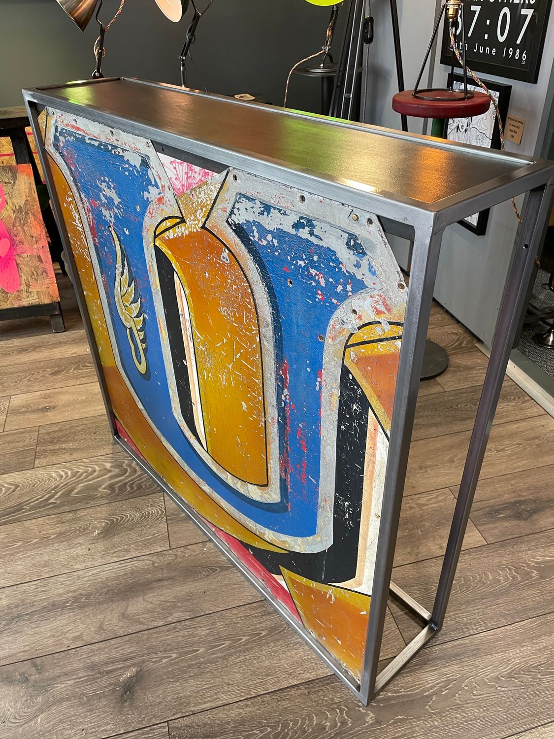 Console Table With Vintage Fairground Sign Insert