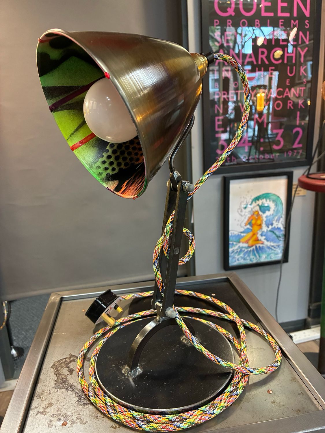 Colour Pop Industrial Desk Lamp (graffiti)