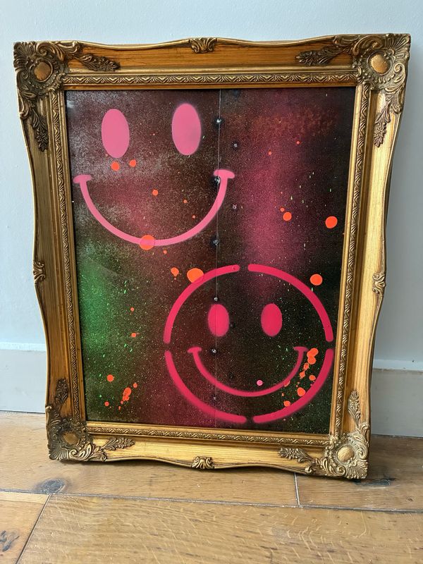 Smiley Art In Vintage Frame