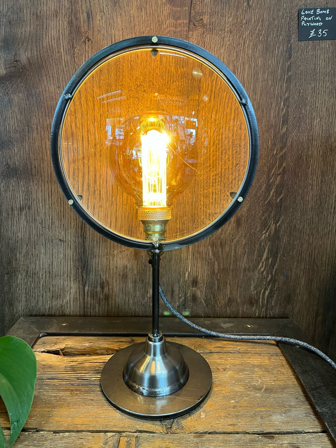 Reclaimed Lens Lamp (large Lens)