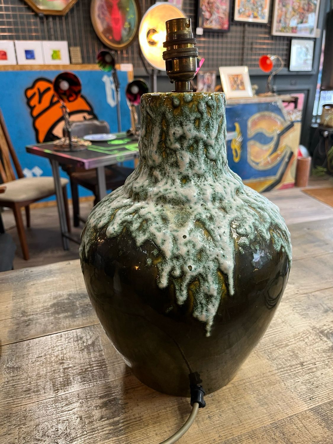 Green West German Pottery Lamp