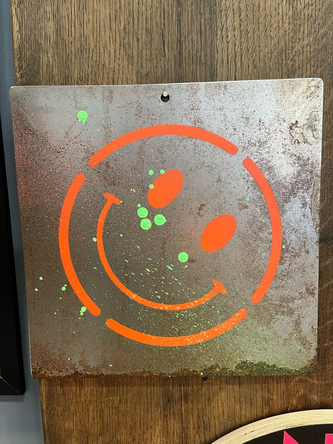 Smiley Art On Reclaimed Steel