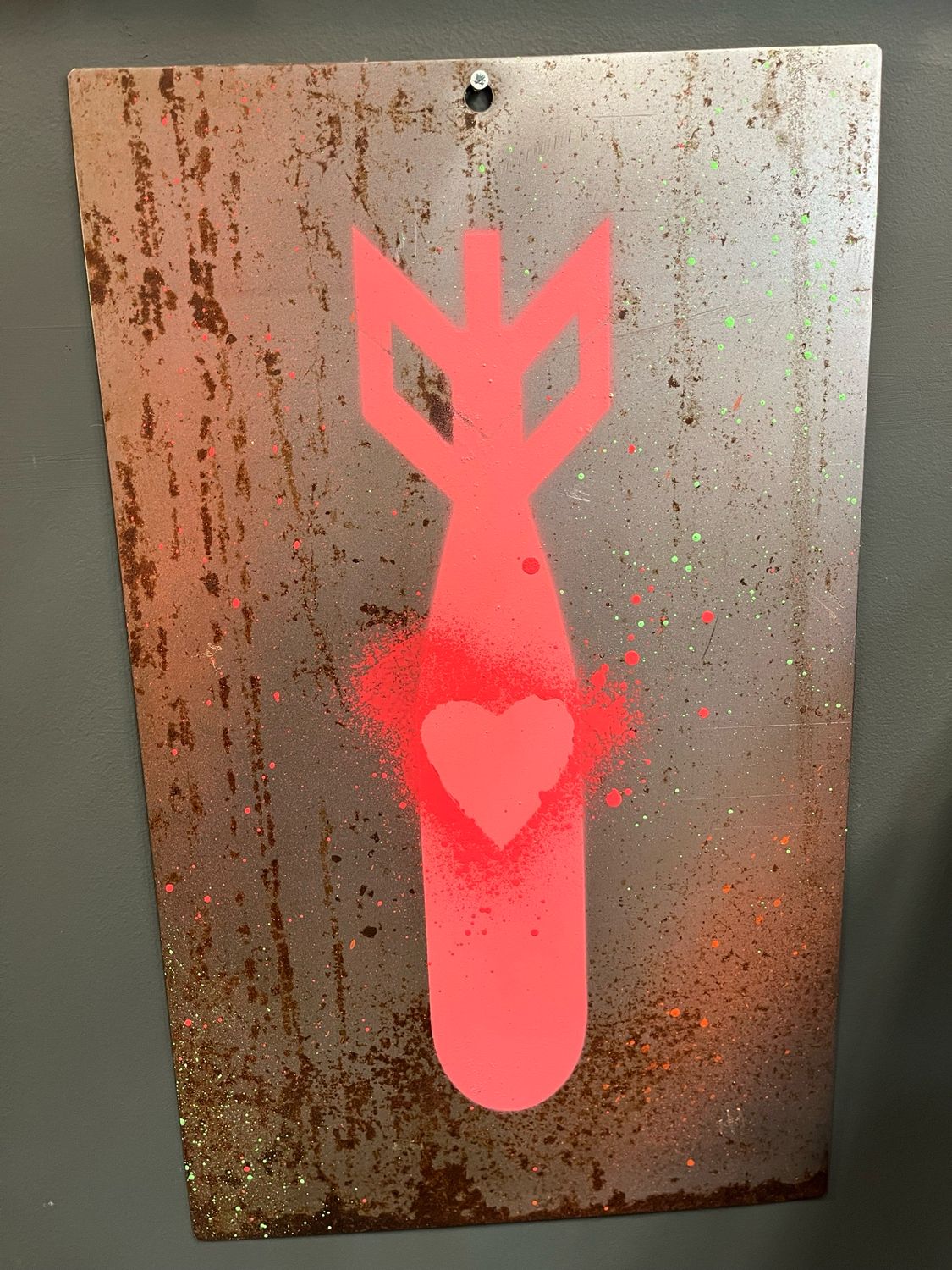 Love Bomb Art On Reclaimed Steel