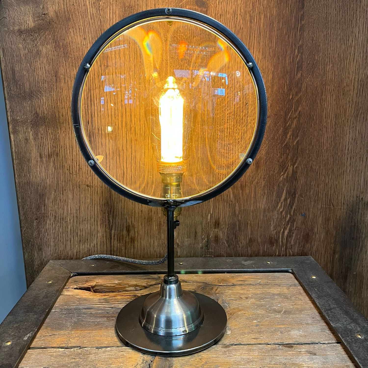 Reclaimed Lens Lamp (large Lens)