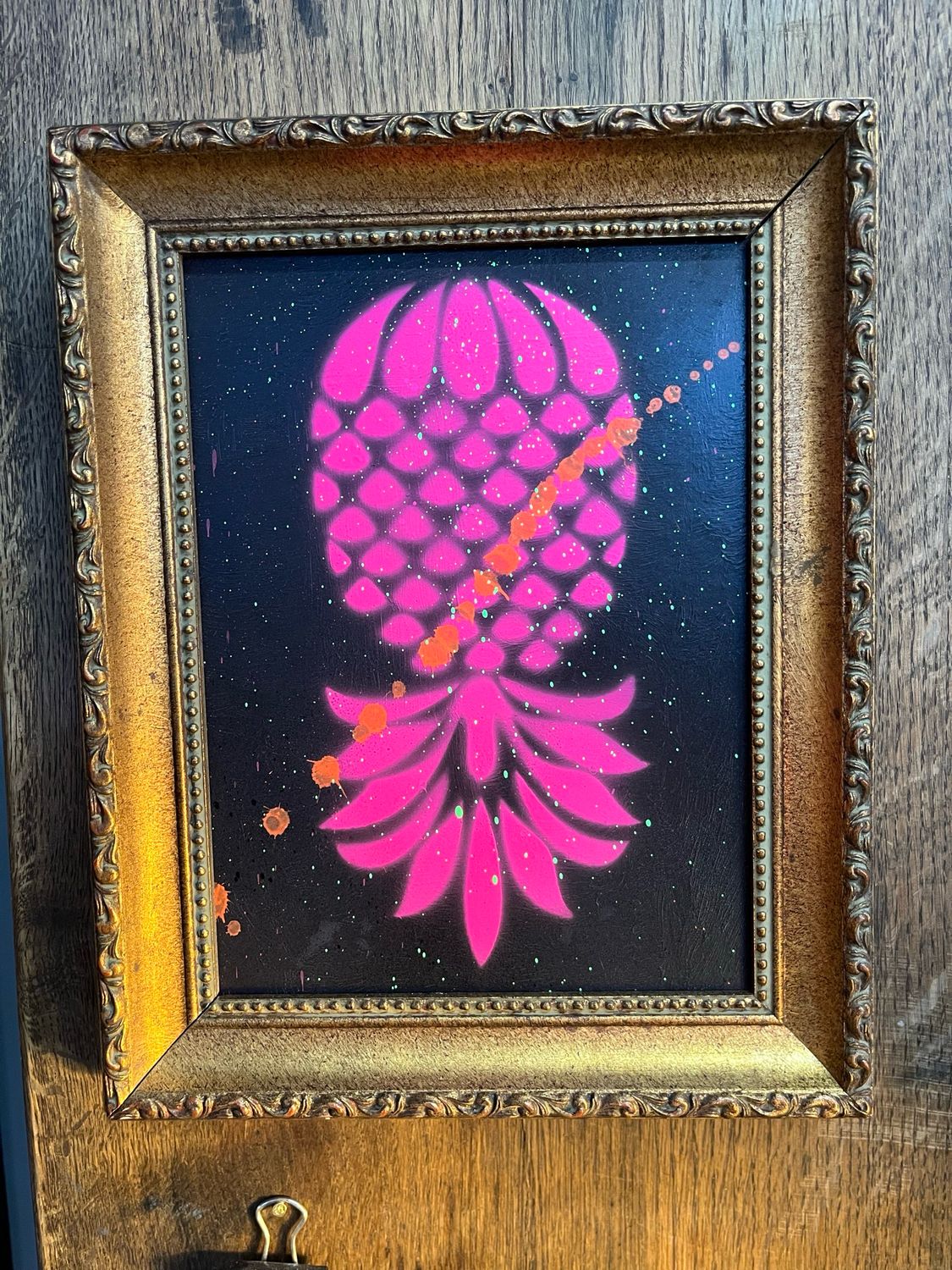 Pineapple In Vintage Frame, Can Be Upside Down Or Not.